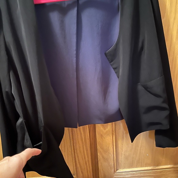 Silk reversible jacket - O/S. Black and Navy Blue. Pockets. - Picture 2 of 6